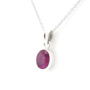Sterling Silver Ruby 6x8mm Oval Necklace on white background
