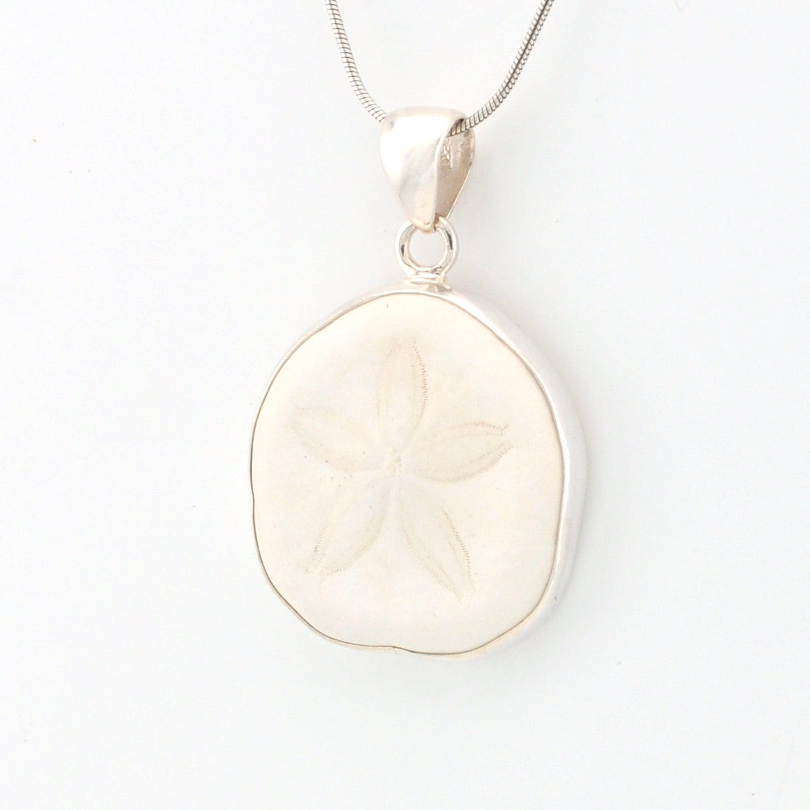 Sterling Silver Sand Dollar Pendant on white background