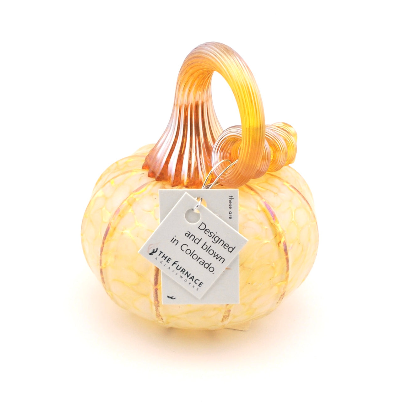 Side View Tiny Ivory Glass Pumpkin