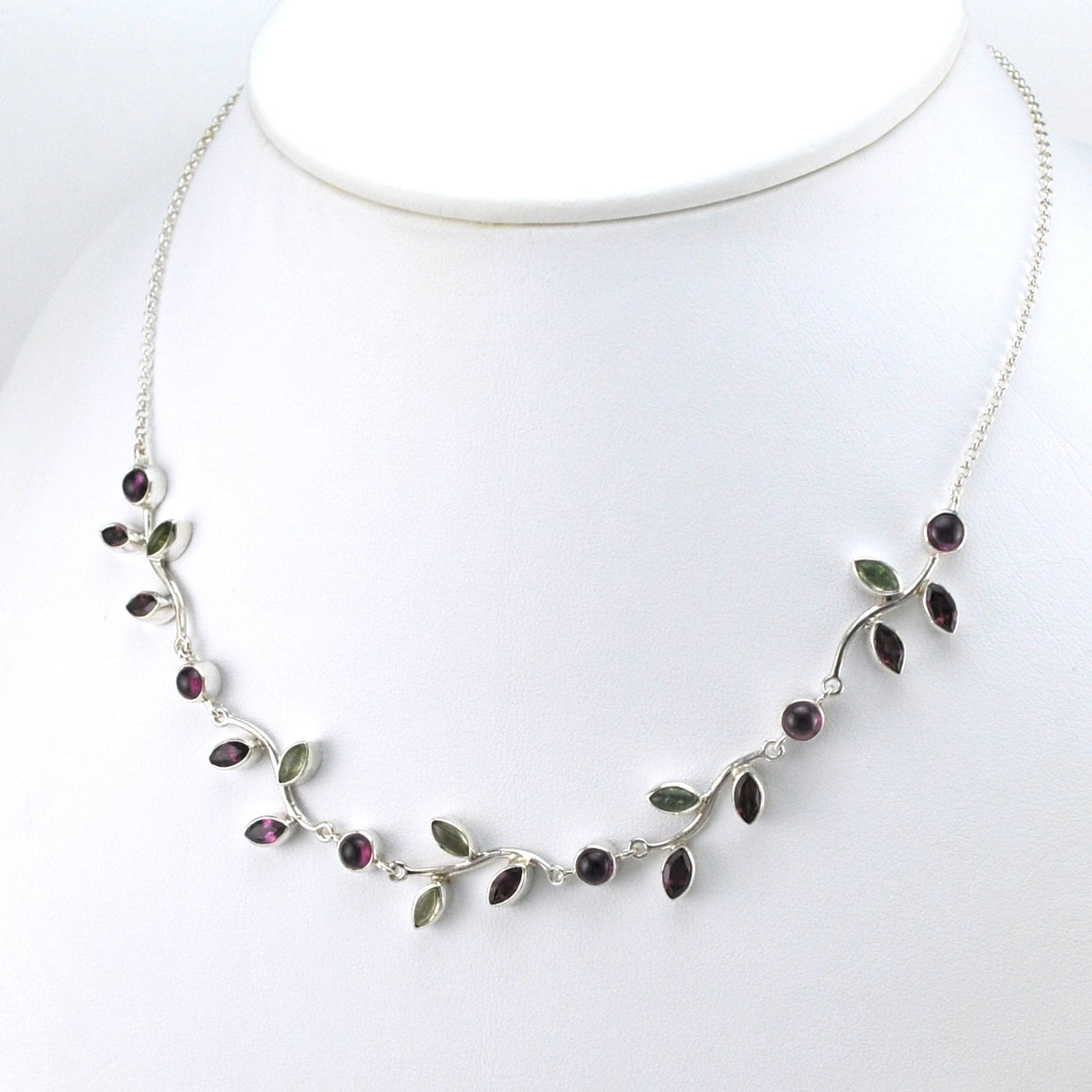 Side View Tourmaline Branch Necklace