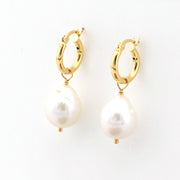 Side View Vermeil Baroque Pearl Huggie Earrings
