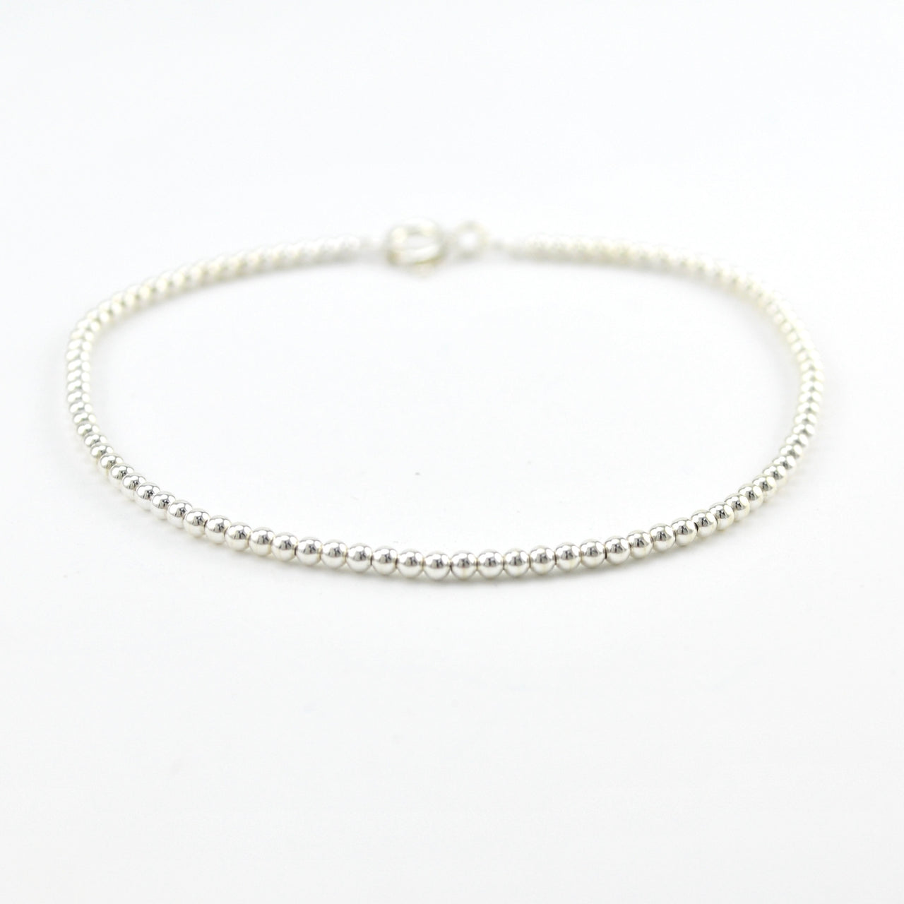 Silver 2mm Round Bead Bracelet