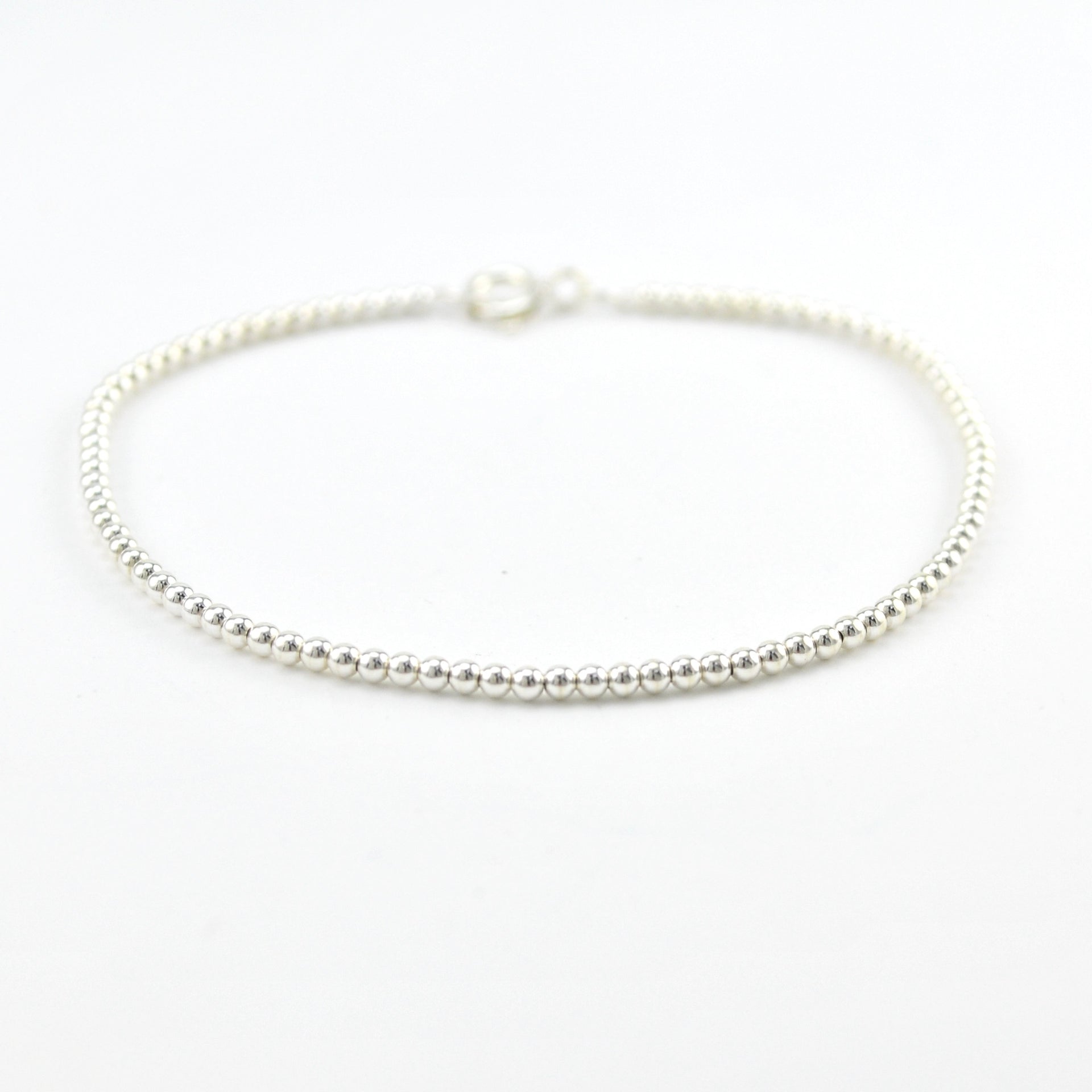 Silver 2mm Round Bead Bracelet