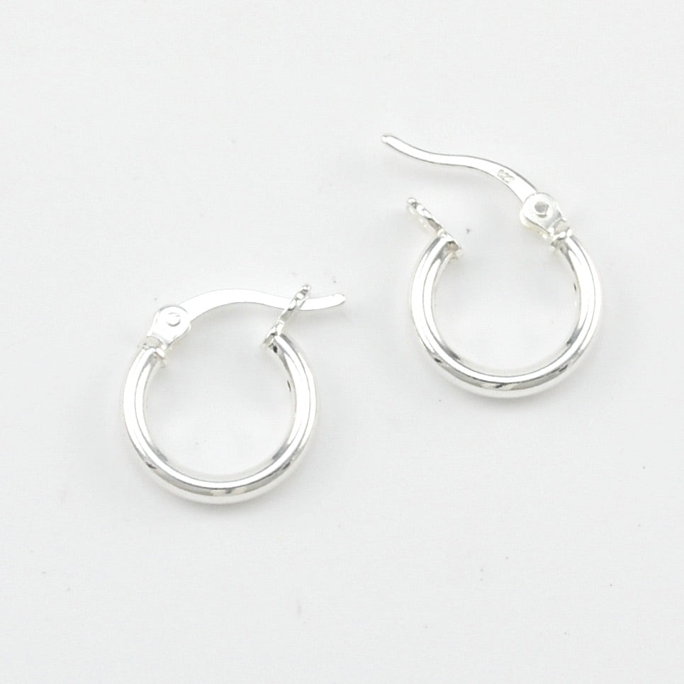 Silver 2x12mm Hinged Hoop Earring