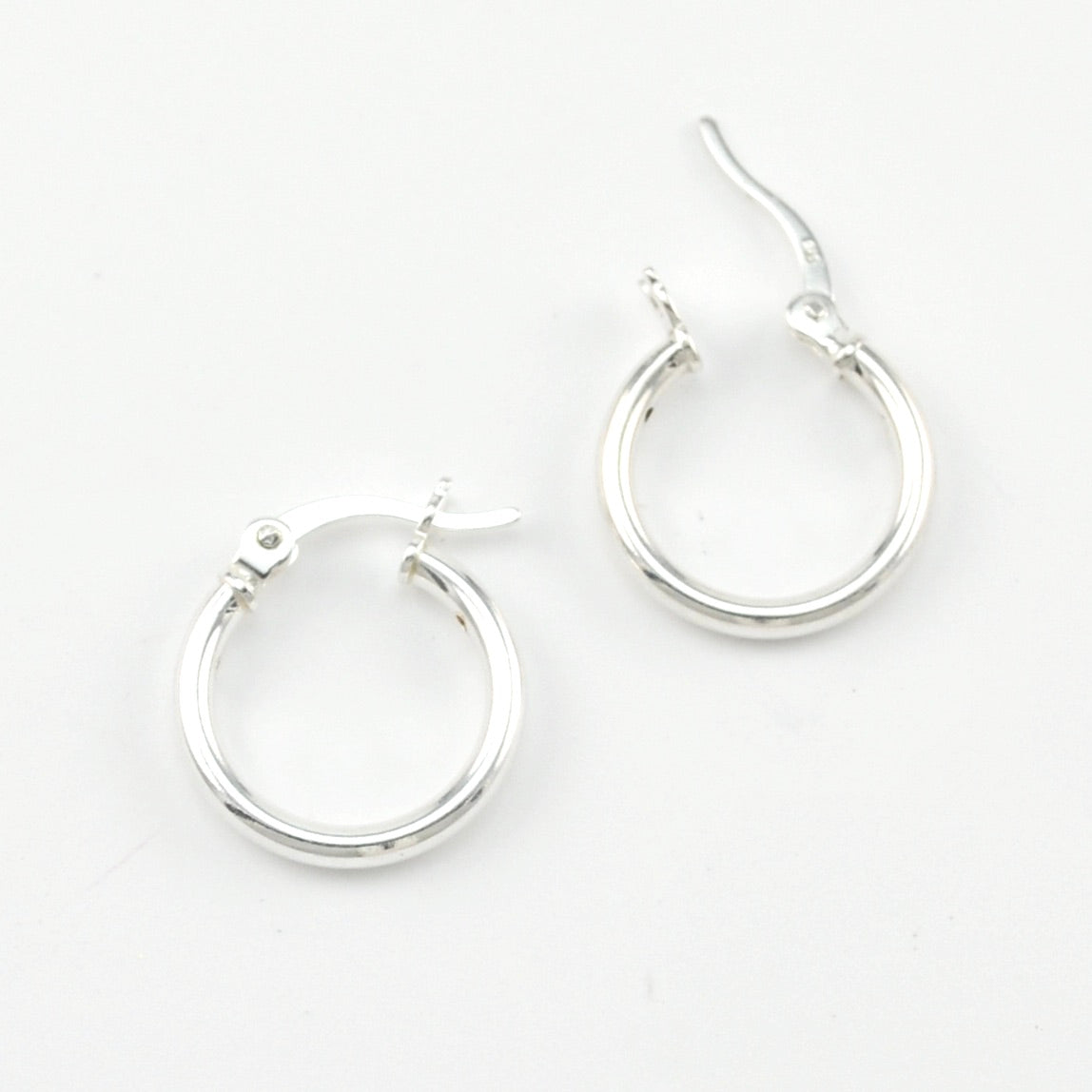 Silver 2x15mm Hinged Hoop Earring