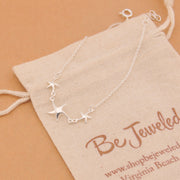 Silver 3 Starfish Link Bracelet with Pouch