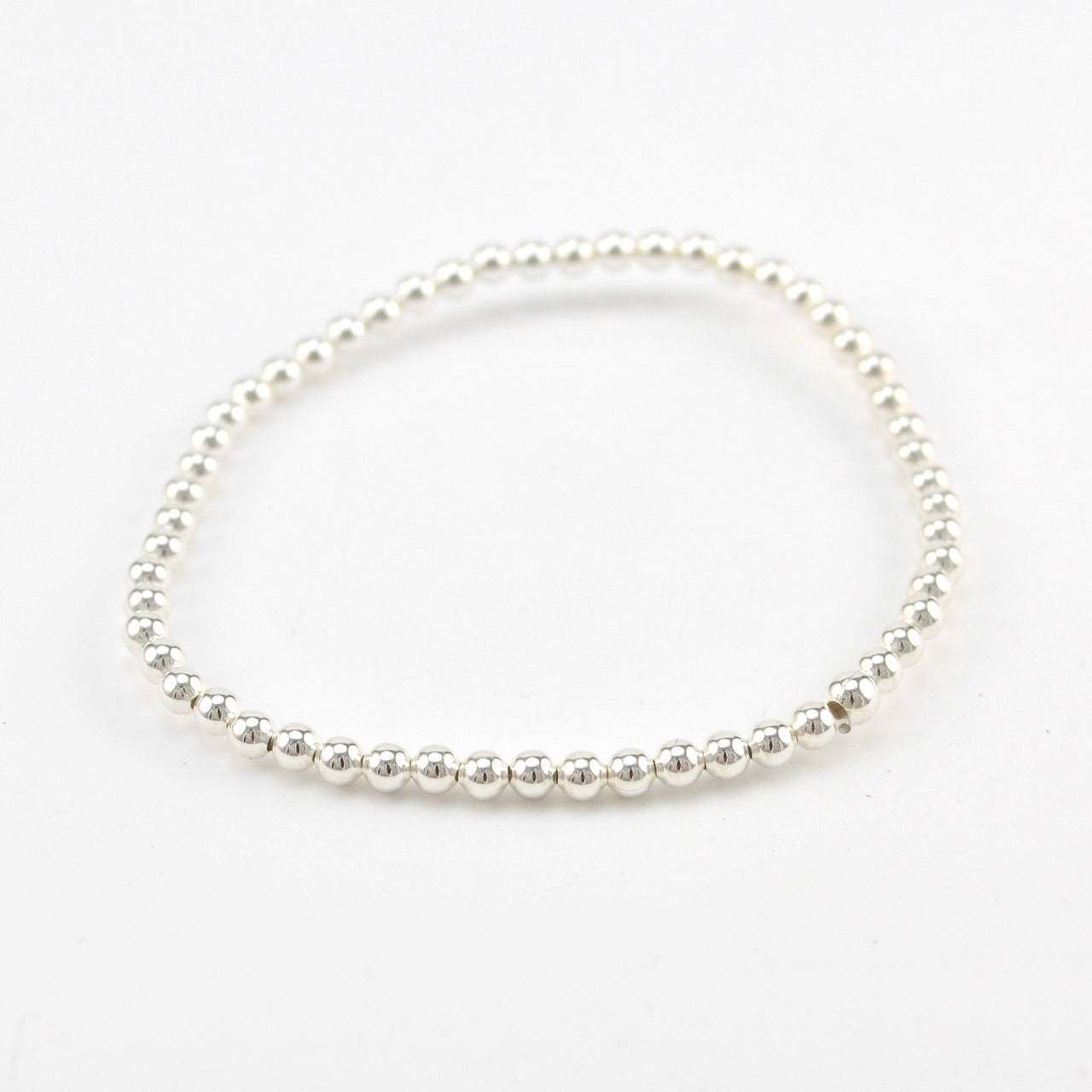 Silver 3mm Round Bead Stretch Bracelet