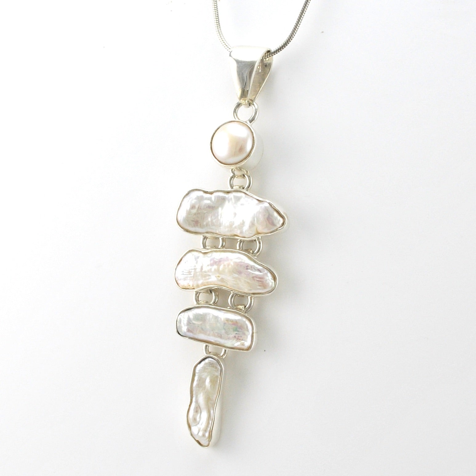 Silver 4 Biwa Pearl Pendant