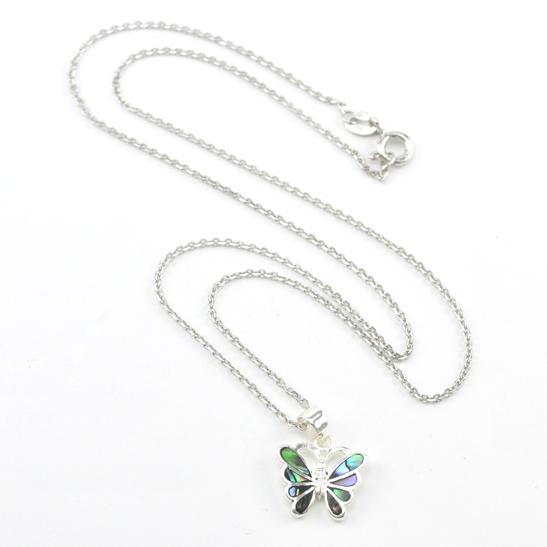 Silver Abalone Butterfly Necklace