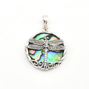Silver Abalone Dragonfly Small Pendant