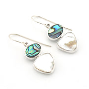 Silver Abalone Keshi Pearl Dangle Earrings on white background