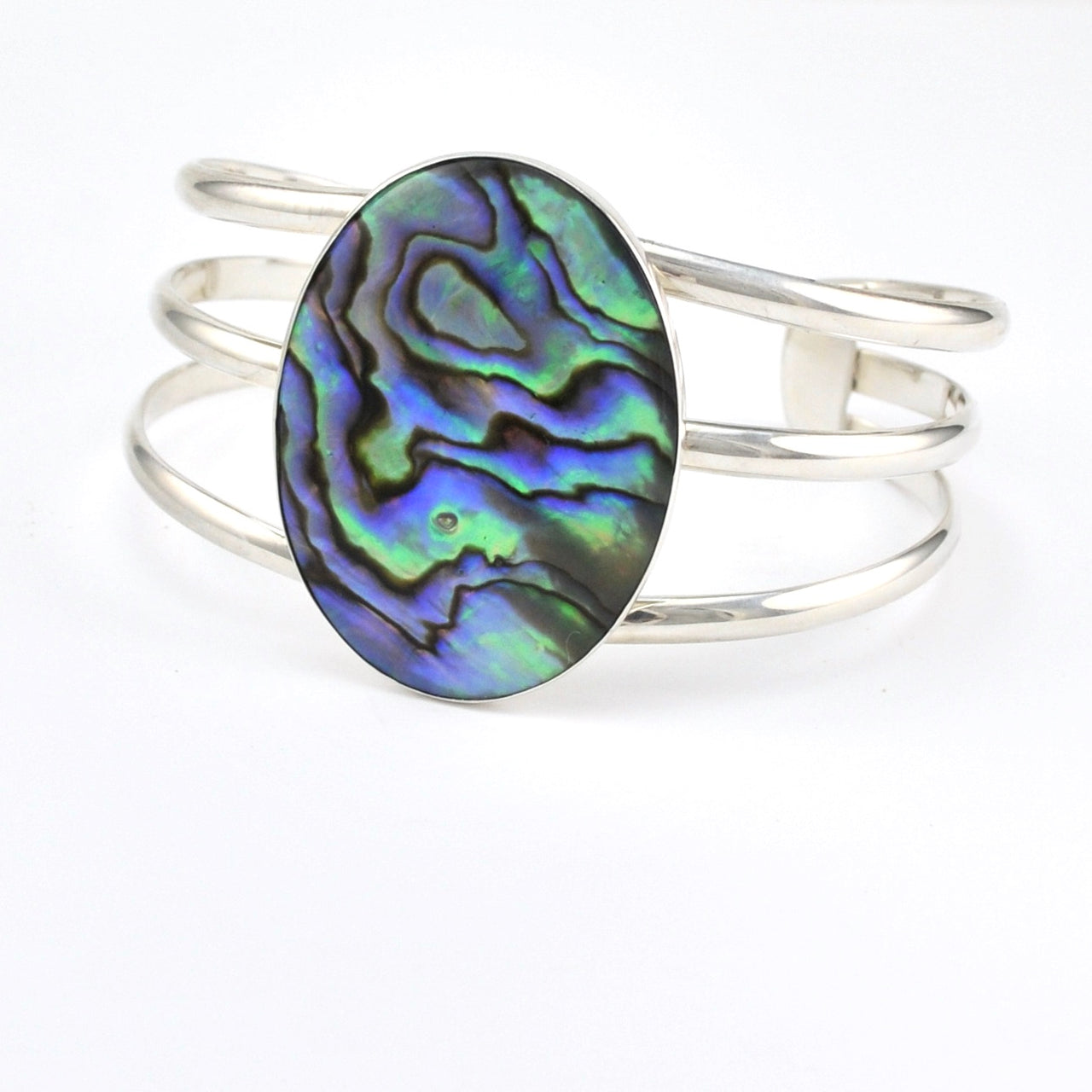 Silver Abalone Oval Cuff Bracelet