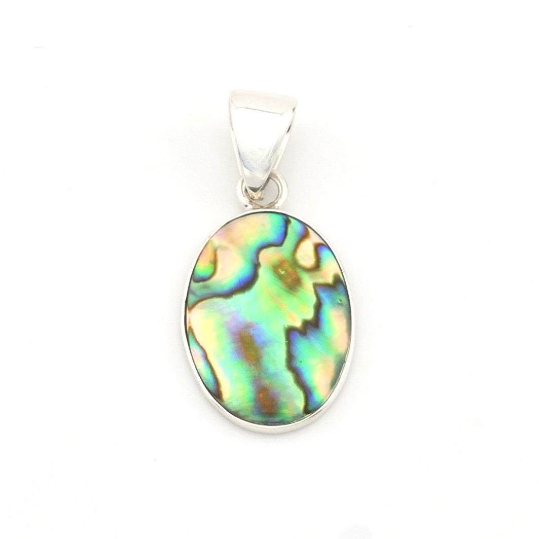 Multicolored oval pendant on a white background