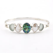 Silver Abalone Pearl Sea Glass Bangle