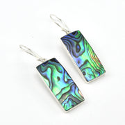 Silver Abalone Rectangle Dangle Earrings