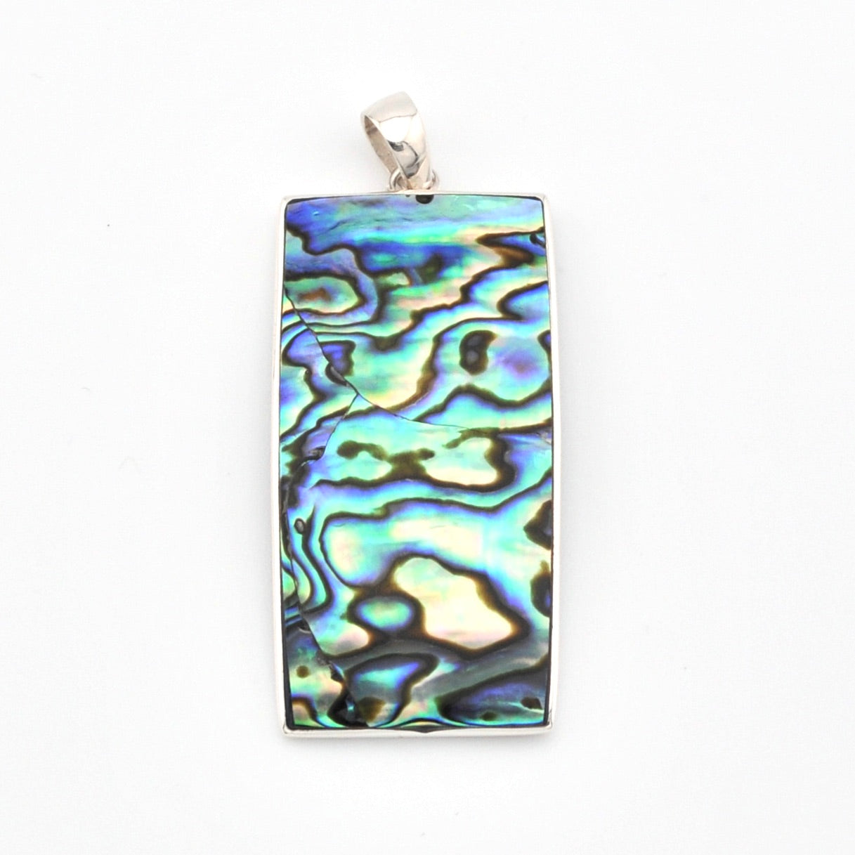 Silver Abalone Rectangle Pendant Without Chain