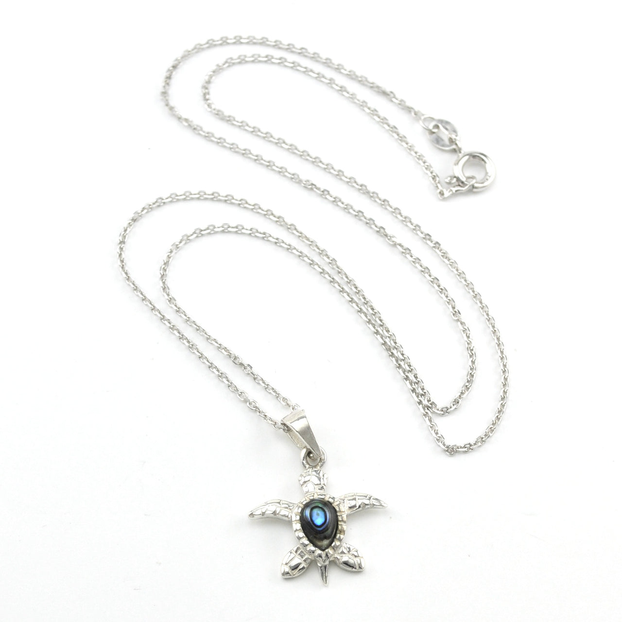 Silver Abalone Sea Turtle Necklace