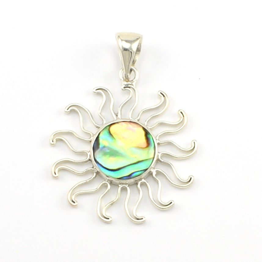 Silver Abalone Sun Pendant