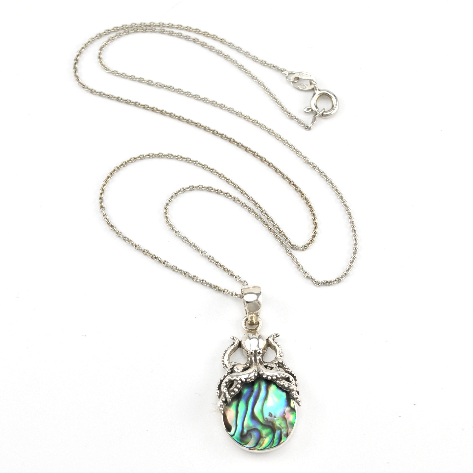 Silver Abalone with Octopus Necklace