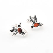 Silver Amber Hummingbird Huggie Earrings