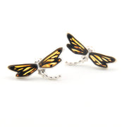 Dragonfly earrings on a white background