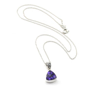 Silver Amethyst 10mm Trillion Necklace