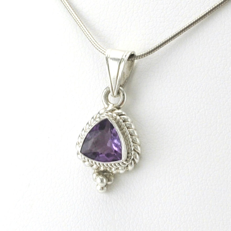 Silver Amethyst 8mm Trillion Pendant