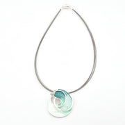 Silver Aqua Ocean Wave Pendant Necklace