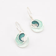 Silver Aqua Ocean Waves Earrings