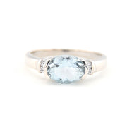 Silver Aquamarine 1.7ct CZ Ring Size 7
