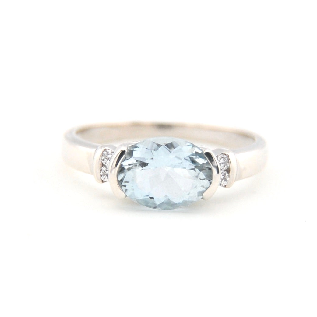 Silver Aquamarine 1.7ct CZ Ring Size 7
