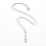 Silver Aquamarine Round Oval Necklace on white background