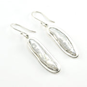 Silver Biwa Pearl Dangle Earrings