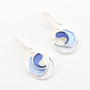 Silver Blue Ocean Waves Earrings