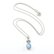 Silver Blue Topaz Opal Necklace