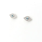 Pair of eye-shaped earrings on a white background