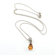 Silver Citrine 7x10mm Tear Necklace