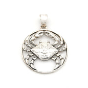 Silver crab pendant on a white background