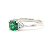 Silver Created Emerald 1ct Square CZ Ring