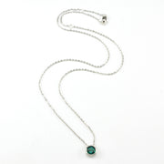 Silver Created Emerald 2ct Round Necklace