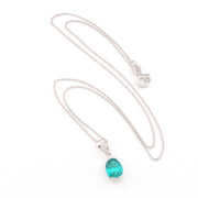 Silver Created Paraiba Oval 3ct CZ Necklace