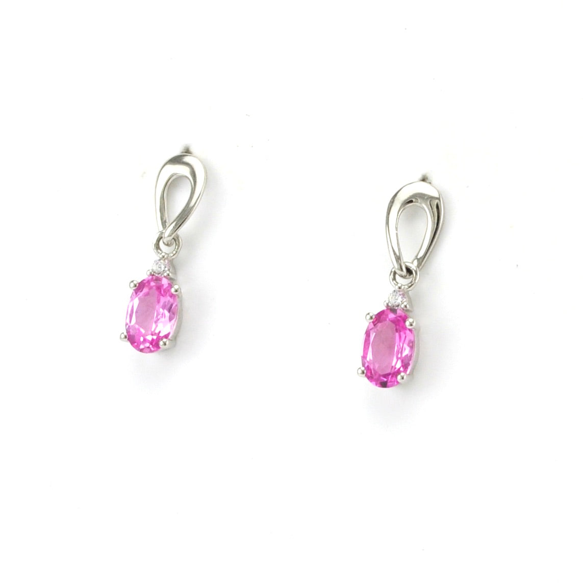 Silver Created Pink Sapphire 1ct Cubic Zirconia Earrings