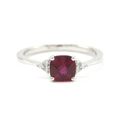 Silver Created Ruby 1.2ct Square CZ Ring