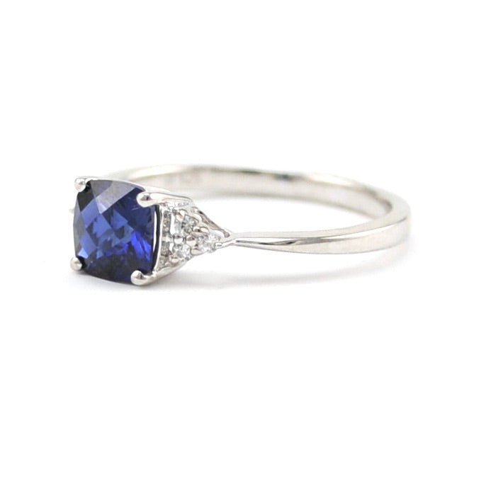 Silver Created Sapphire 1.2ct Square CZ Ring