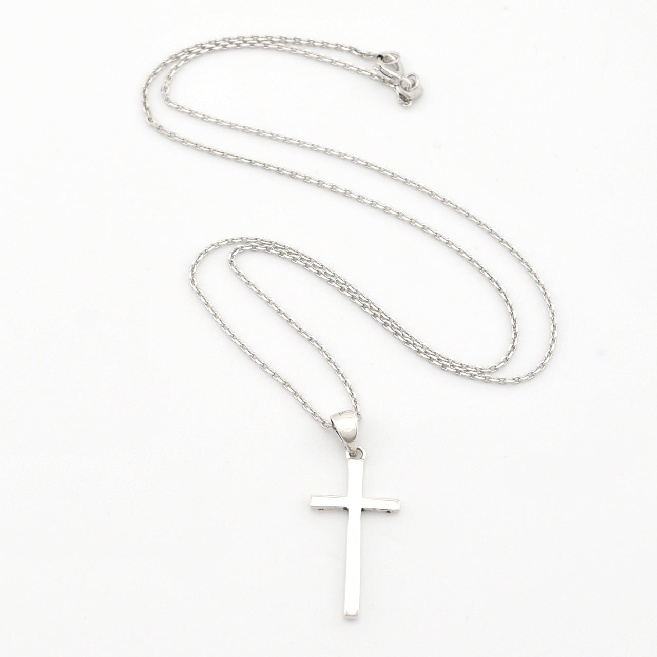 Silver Cross 12x25mm Necklace