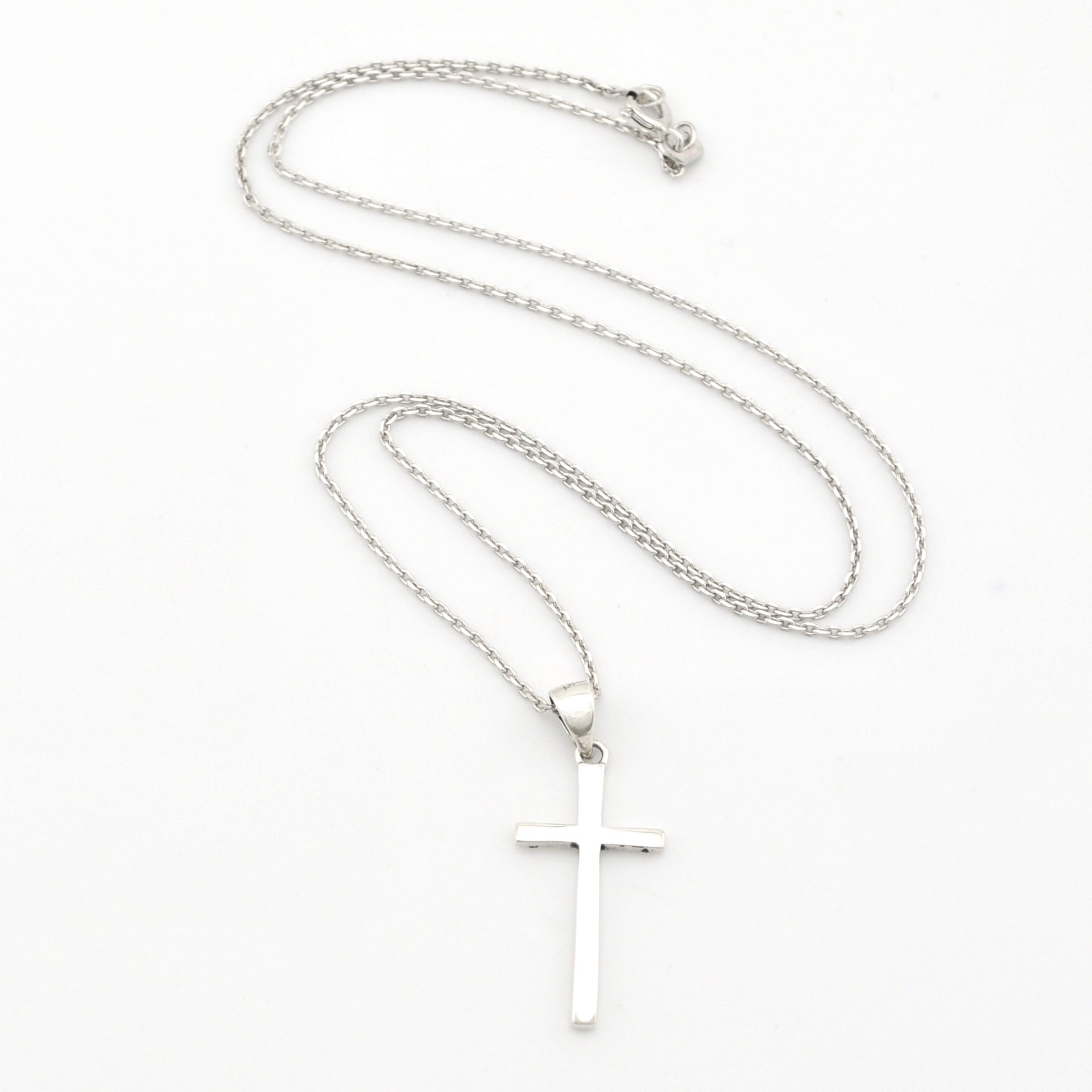Silver Cross 12x25mm Necklace