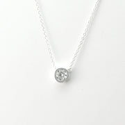 Silver Cubic Zirconia 5mm Solitaire Necklace