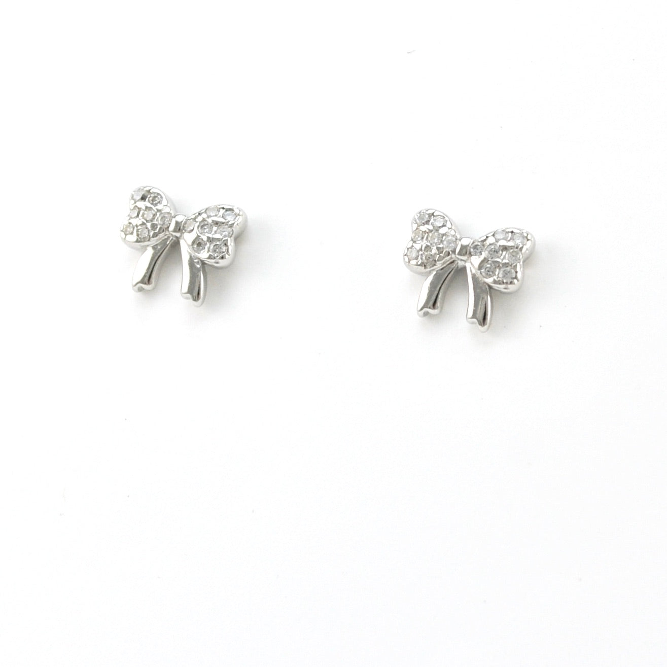 Silver Cubic Zirconia Bow Post Earrings