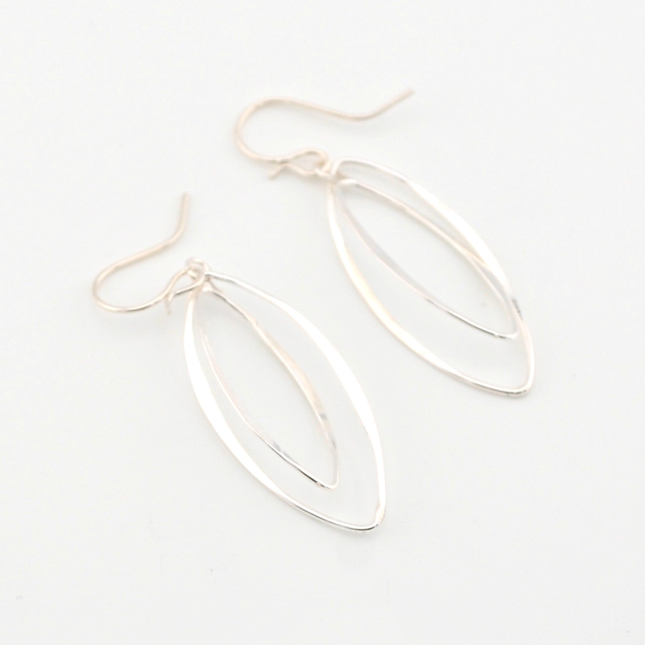 Silver Double Marquise Dangle Earrings