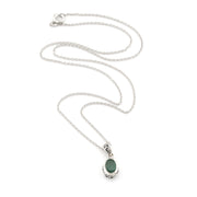 Silver Emerald 5x7mm Oval Bali Necklace